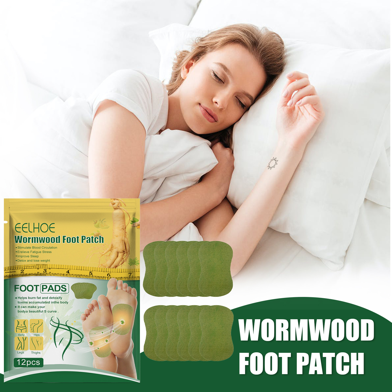 EELHOE mugwort patch care relieves body pressure helps sleep slimming and shaping foot patches_voghion.com