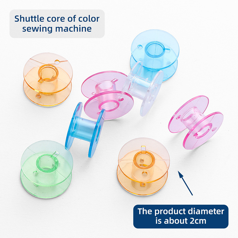 Fábrica al por mayor de color transparente de la bobina de plástico de color de caramelo carrete de hilo bobina hogar multifuncional máquina de coser bobina