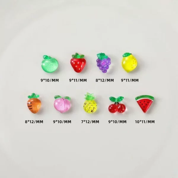 Internet Celebrity Summer Fruit Nail Art Jewelry Ice Transparent Watermelon Strawberry Apple DIY Hairpin Earrings Resin Accessories Wholesale