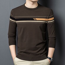 恒源祥2025秋冬毛衣男士圆领精纺羊毛衫保暖百搭休闲针织打底衫男