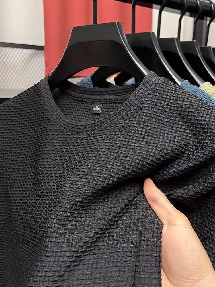 2025 Ice Silk Short-Sleeve T-Shirt for Men, New Summer Style, Solid Color Half-Sleeve Men's Top, Quick-Dry Thin Bamboo Polyester
