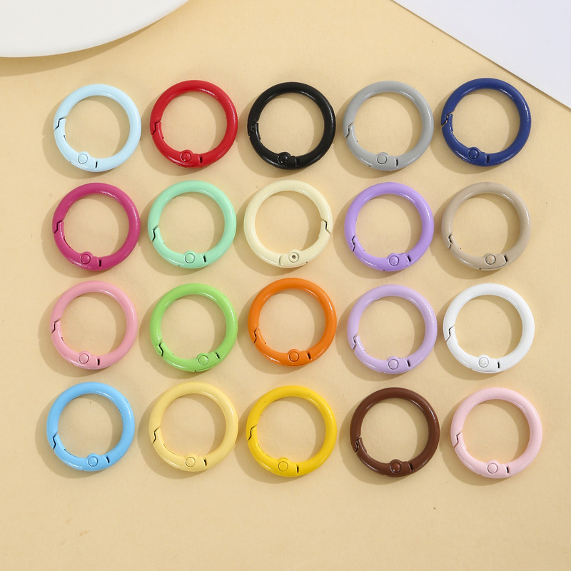 Colorful Zinc Alloy Spring Clasp 23mm Key Ring Buckle DIY Small Round Hanging Buckle Jewelry Accessories Keychain Book Ring Colorful Zinc Alloy Spring Clasp 23mm Key Ring Buckle DIY Small Round Hanging Buckle Jewelry Accessories Keychain Book Ring