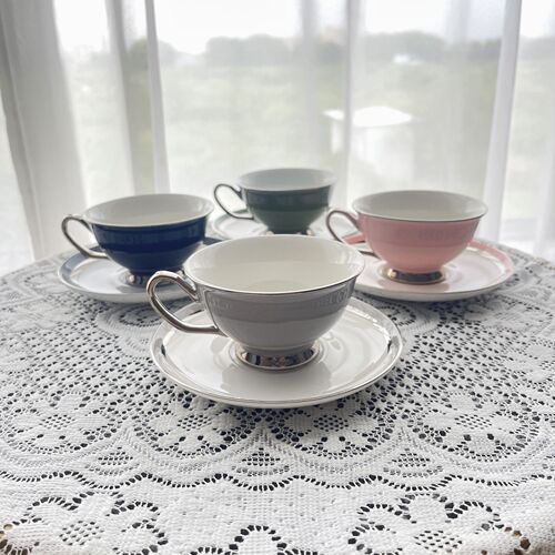 Elegant, Mid-Century Coffee Cup Set with High-Quality Ceramic Cups and Saucers—Stylish British-Style Mugs Perfect for a Delicate Afternoon Tea Experience for Women