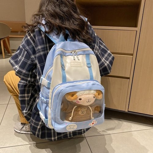 Japanese anime peripherals, cute, cute, funny, fun, fun, game console, soft girl student, transparent pain bag, backpack, female