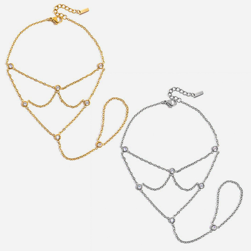 Wanxing Europa y América Zircon pulsera de dedos ligera de lujo de alta sensibilidad brida joyería de acero inoxidable joyería transfronteriza nicho diseño