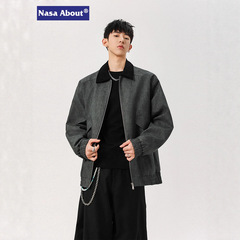 NASA潮流通勤必备美式复古翻领皮夹克男春秋季2025新款机车服外套