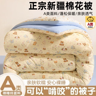 新款A类双层纱新疆棉花被子四季被家用冬季加厚保暖棉被宿舍被芯