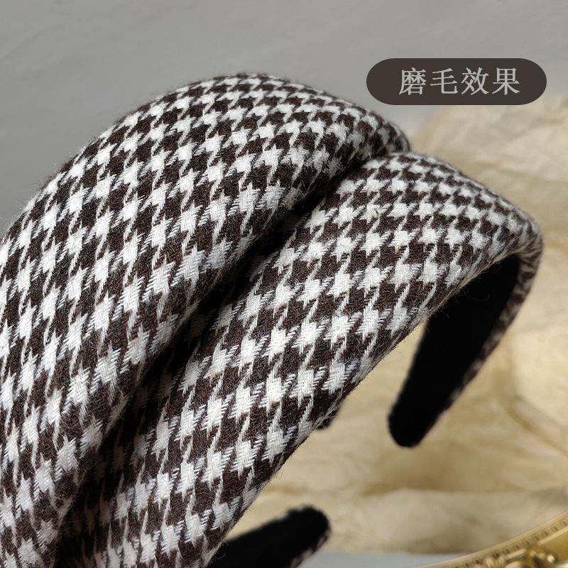 Korea Retro Sponge Houndstooth Headband display picture 3