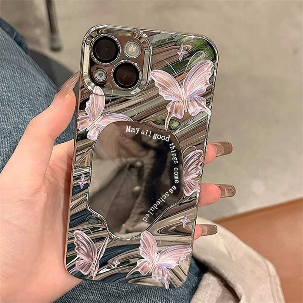 Cover telefono farfalla rosa per iphone specchio galvanizzata_voghion.com