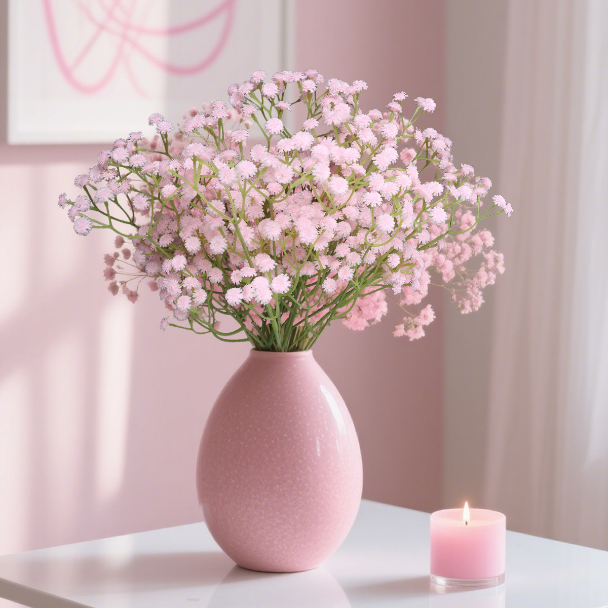 Flores artificiales de paniculata, flores artificiales de tacto suave tipo goma para decoración de bodas, ramo de paniculata de plástico, flores artificiales al por mayor.