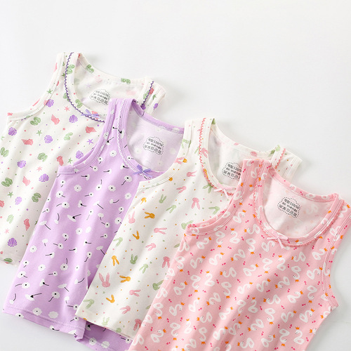 Summer Children's V-Neck Blouse with Pure Cotton for Kids, Korean Style, Printed, Thin, A-Grade, Unisex