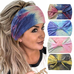 Euramerican widened 18.5cm wide tie-dye headband yoga sports headband elastic women sweat-absorbent head tie