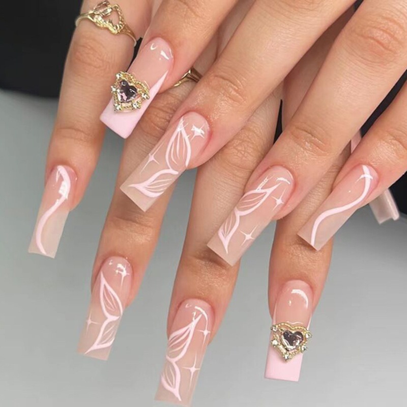 Barbie Pink French Dressing Armor Butterfly Dressing Armor Long Coffin Armor Stereo Love Nail Patch Fake Nail Barbie Pink French Dressing Armor Butterfly Dressing Armor Long Coffin Armor Stereo Love Nail Patch Fake Nail