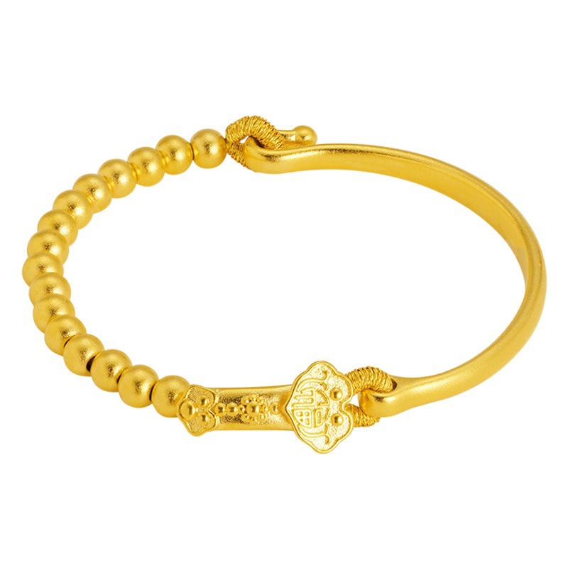 Aleación de cobre Ruyi con cuentas media pulsera antigua joyería de estilo francés pulsera de oro arena femenina no se desvanece durante mucho tiempo suministro directo de fábrica a juego