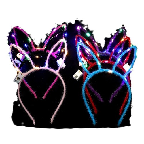 Metallic cat ears rabbit ears Mickey crown glitter ears led headband hair accessories flashing headwear wholesale