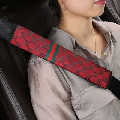 Car seat belt shoulder pad Seat belt shoulder pad - c01-flax-warm-red-30cm-single