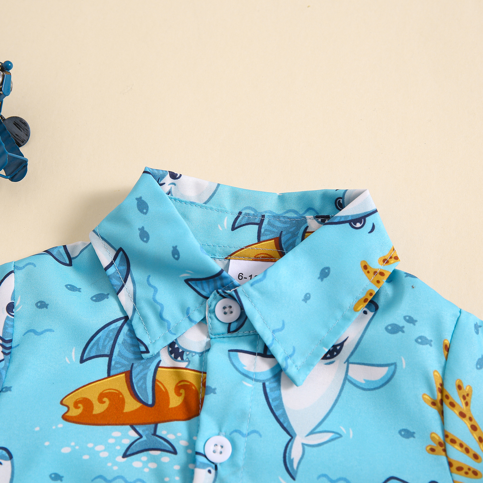 Vacation Shark Printing Cotton Blend Boys Clothing Sets display picture 3