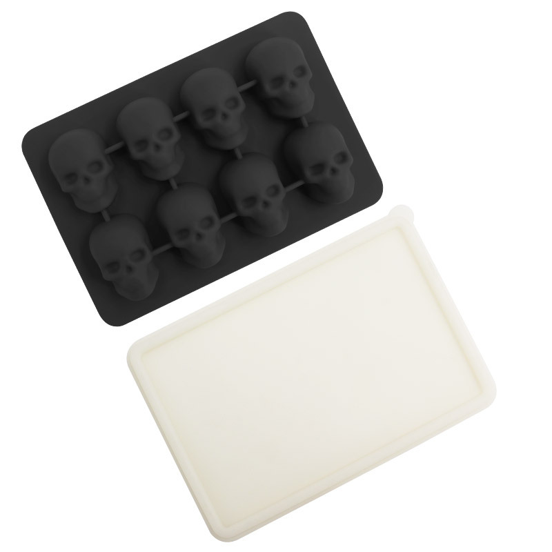 Whisky transfronterizo de dibujos animados rejilla de hielo de silicona molde de hielo con tapa molde de hielo para hockey sobre hielo caja de almacenamiento de hielo para el hogar en stock