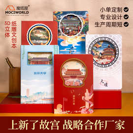 魔纸屋3d镂空笔记本北京文创景区盖章打卡本手账本盖章国潮纸雕本