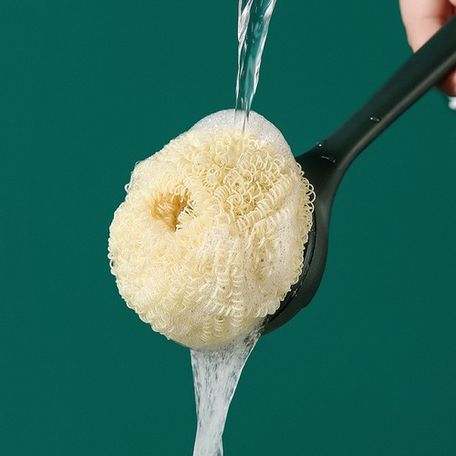 Long-handled pot brush, dishwashing brush, kitchen pot cleaning ball, non-shedding, oil-removing, household stove decontamination soft-bristled brush