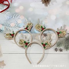 2025新款圣诞节鹿角亮片发箍活动聚会派对麋鹿节日装扮发饰个性可