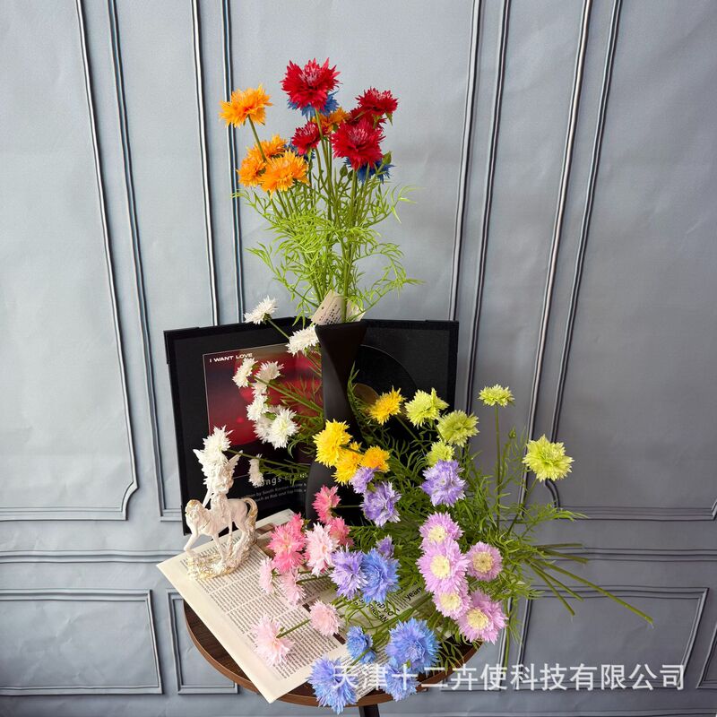 仿真花假花5头矢车菊桌面摆件ins风拍照道具批发跨境家居装饰花束|undefined