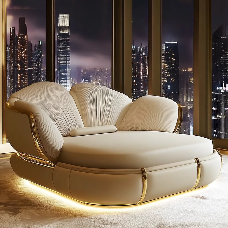 Italian Minimalist Bed Simple Double Multifunctional Bed Leather Bed Master Bedroom Light Luxury Double Bed Leather Bracket Structure