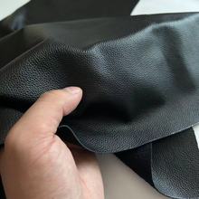 0.7mm黑色牛皮皮料整张制衣服装面料领子修补机车服diy