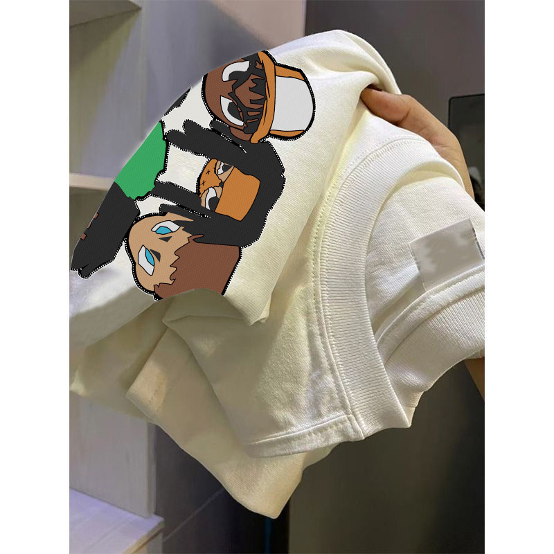 Verano nuevo nicho adelgazante popular estilo coreano ins moda tribu imprimir moda todo partido cuello redondo manga corta Camiseta para hombres