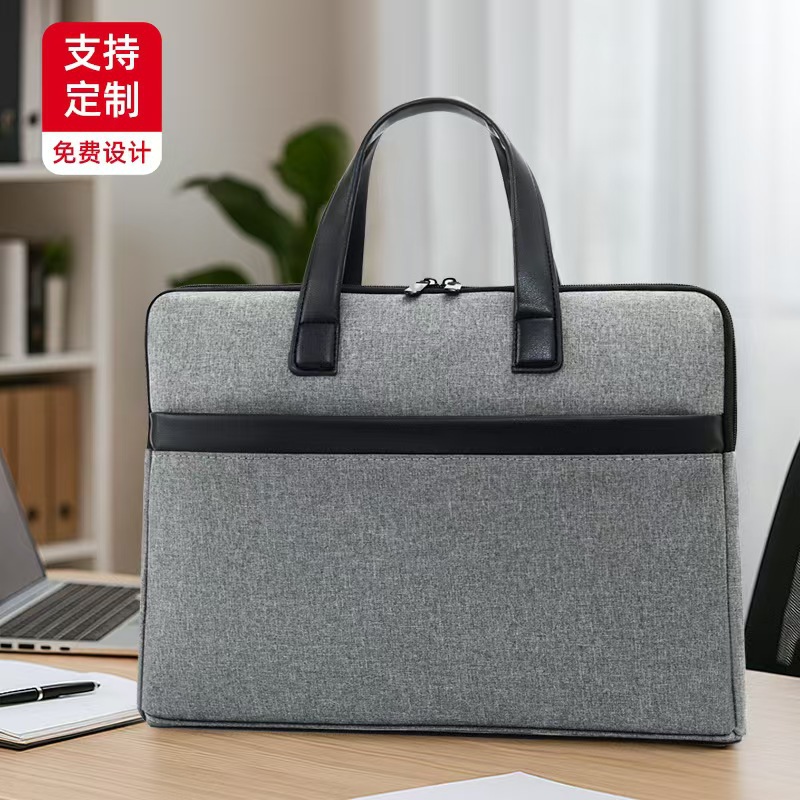 Upgraded Men's Oxford Cloth Business Storage Tote Bag, Shoulder Bag, Crossbody Bag, Large Capacity Briefcase with Printed Logo