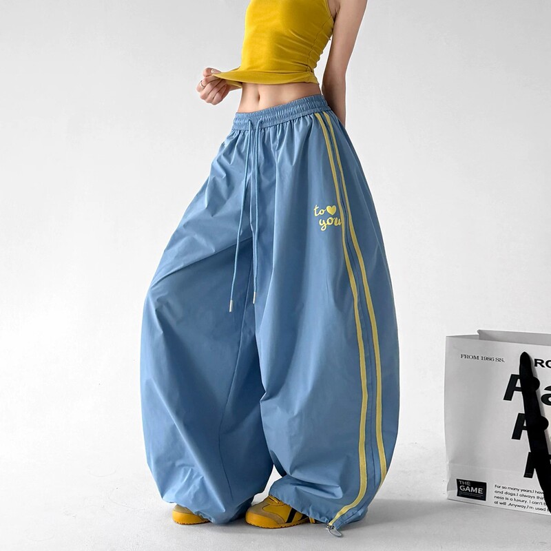 Trendy Blue Wide-Leg Pants for Women and Men, 2026 Summer New Style, Super Popular Loose Casual Sports Pants, Straight-Leg Pants for Students