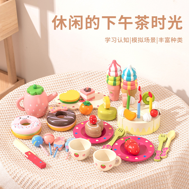Role-Playing Artificial Birthday Cake Donut Cut-Out Afternoon Tea Set Family Interactive Early Education Educational Toys