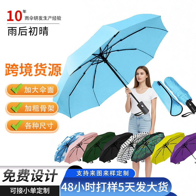 Customizable Automatic Folding Sun Umbrella, Sun Protection Vinyl Parasol, Thickened Wind-Resistant Sun Umbrella, Printable Logo