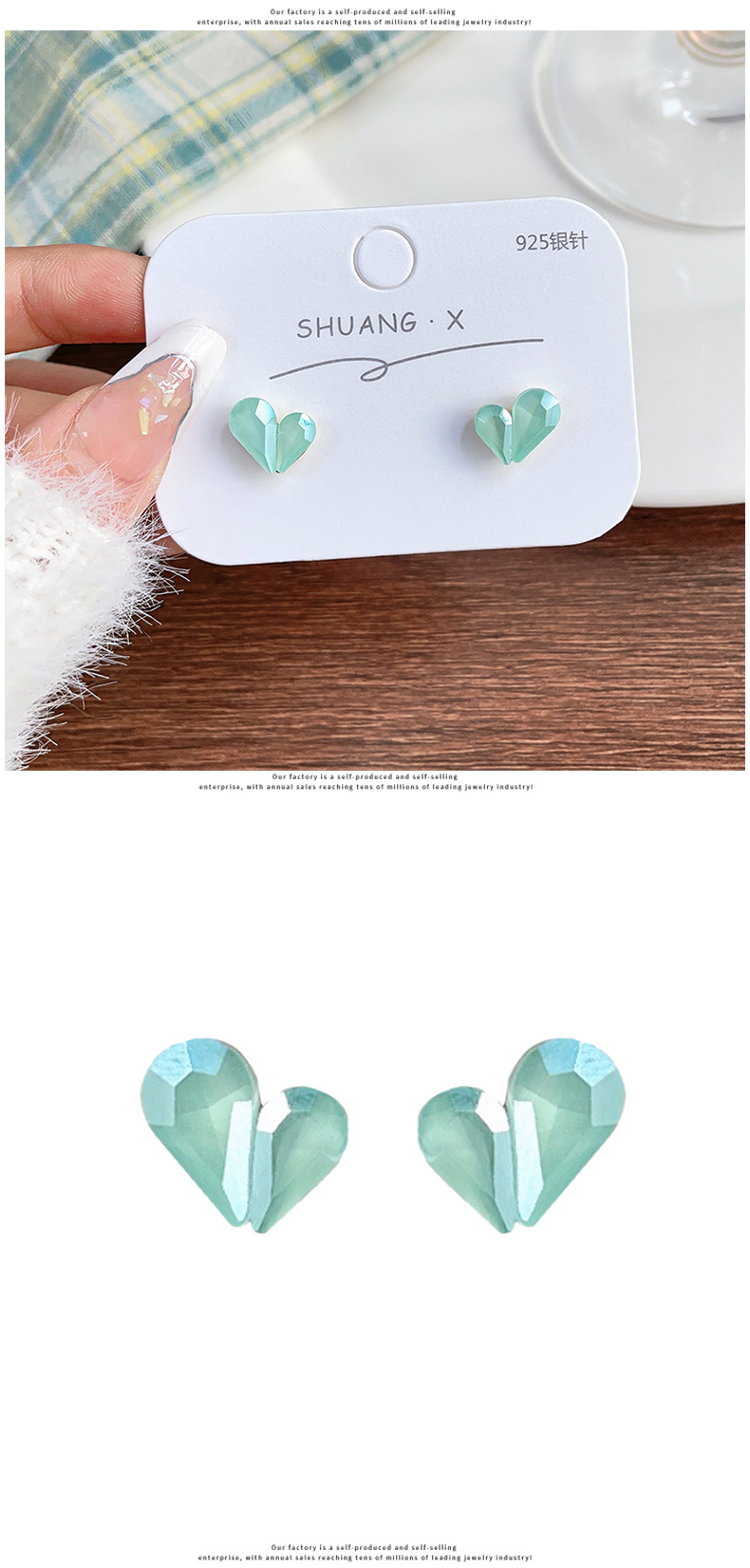1 Pair Sweet Heart Shape Resin Womenu0027S Ear Studs