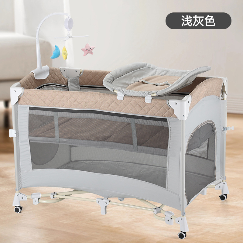 Cama para bebés, cama grande multifuncional plegable, mesa de pañales móviles, cama ampliada, cama para bebés, mecedora variable