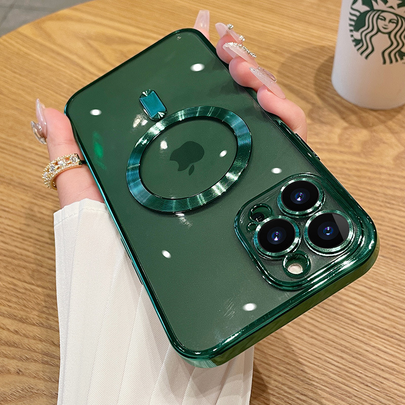 Apple 16 Pro Max対応 電気メッキ磁気吸着スマホケース 透明iPhone16ハードケースPC保護カバー15耐衝撃|undefined