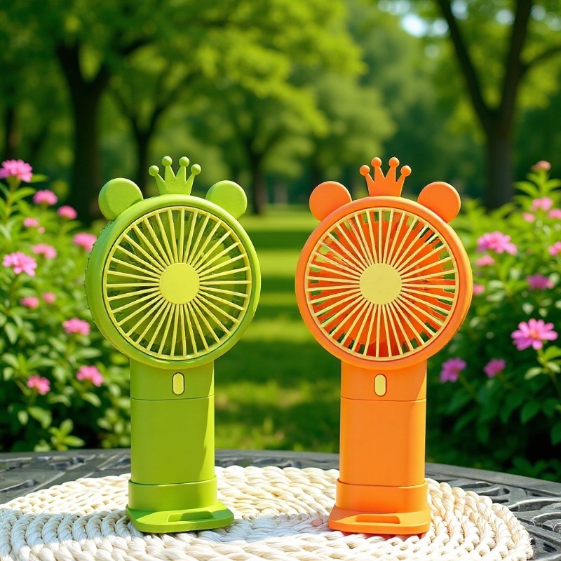 2024 Hot Selling Gift Wholesale Summer New Handheld Cartoon Mini Fan Rechargeable USB Desktop Mobile Phone Holder