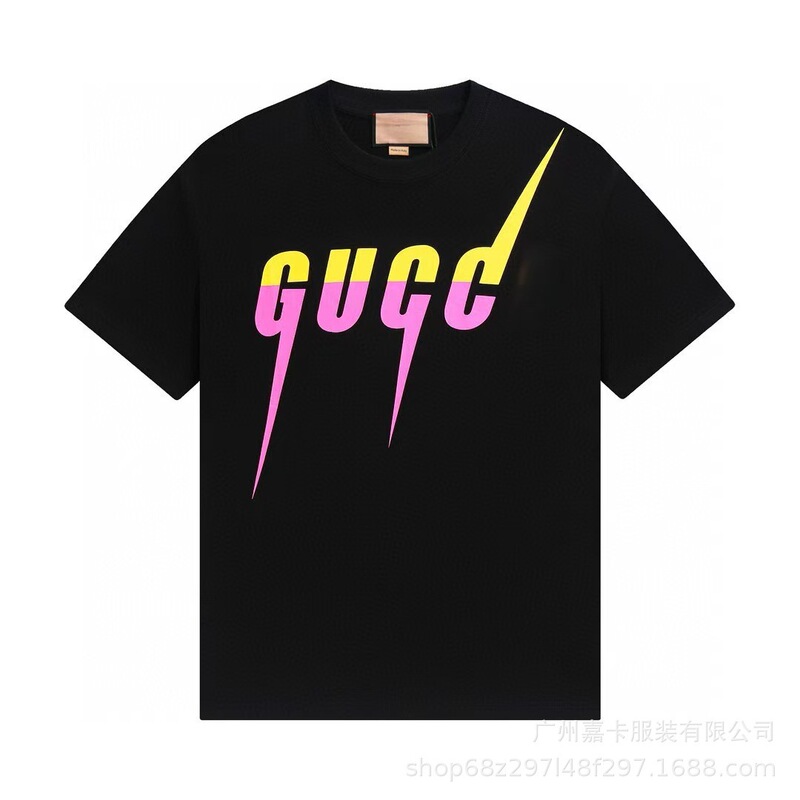 クロスボーダーハイエンドGファミリーTシャツラウンドネックフロントロゴ柄シリーズカジュアル男女同型半袖Tシャツ|undefined