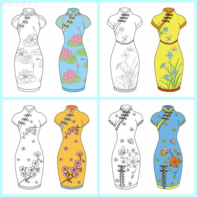 Картонная линия рисования, пустая ваза Cheongsam, династия Хань, детская живопись, граффити, художественные материалы, украшение для классной комнаты, подвеска в воздухе