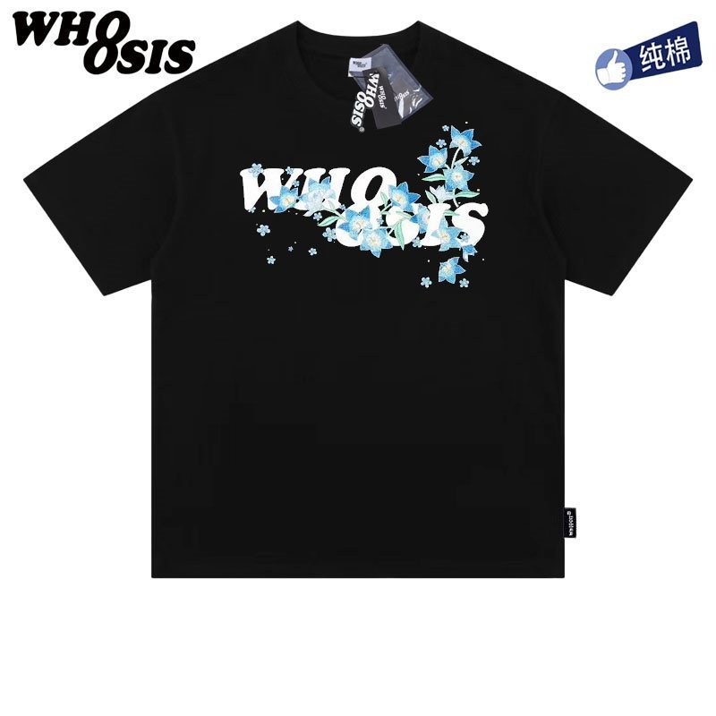 WHOOSIS（名前不明）8ロゴ花柄半袖Tシャツ夏アメリカンファッションブランドカップル男女兼用|undefined