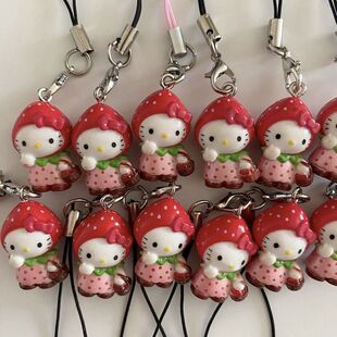 Kitty Cat Girl Heart Mobile Phone Pendant with Strawberry Headgear for Small Crowd