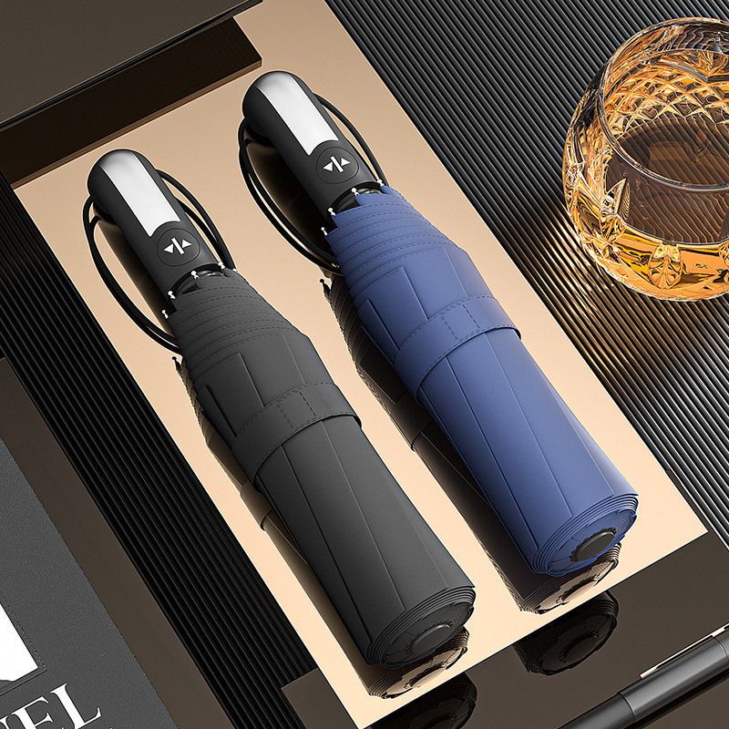 Wholesale large ten-bone umbrella double full automatic umbrella rain umbrella folding automatic business gift advertising umbrella