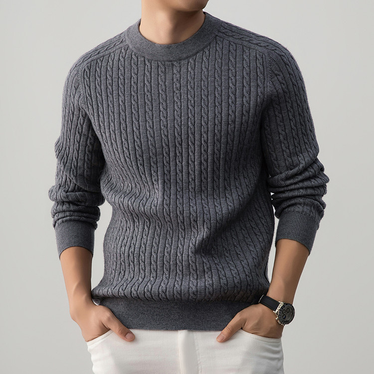 Hombre elástico otoño y invierno nuevo jersey de punto de manga larga abrigo otoño y invierno casual jersey casual de manga larga