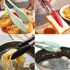 硅膠食物夾不鏽鋼麵包夾韓式烤肉夾耐高溫食品級硅膠食品夾批發