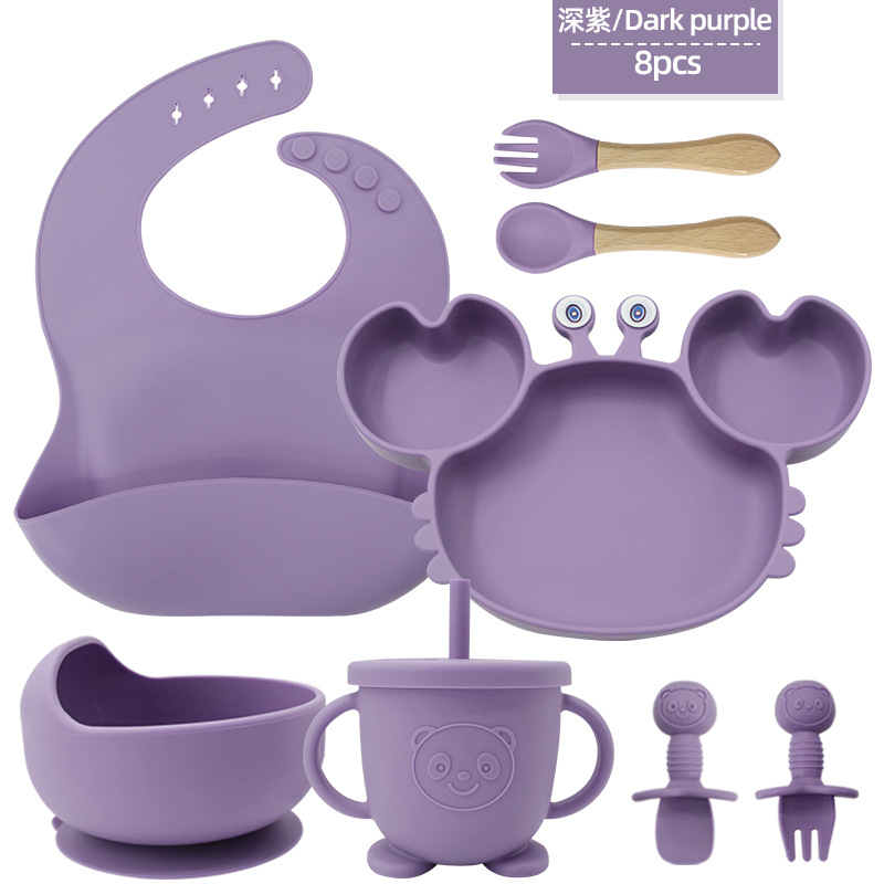 Juego de platos de silicona para bebés y niños aprenden a comer y beber vajilla de alimentación para bebés