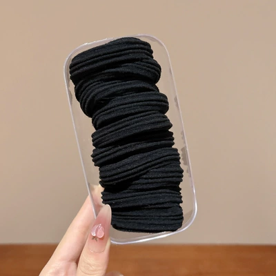 High Ponytail Hair Tie, High Elasticity Durable Rubber Band, Women's Hair Band, 2025 New Model, High-End Versatile Hair Accessory (Saç üçün rezinlər) - black-10-piece-box-set