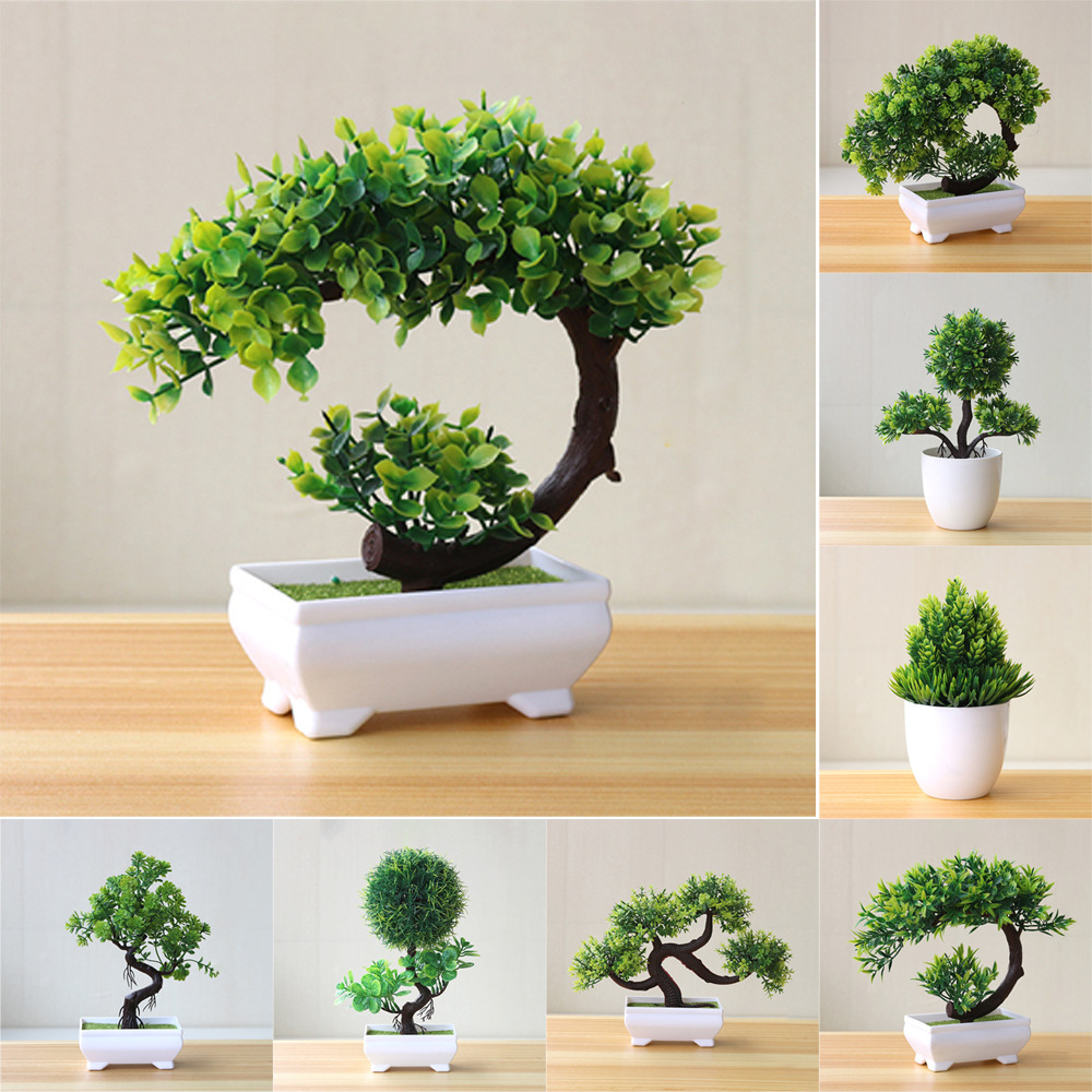 Artificial Plants Potted Bonsai Green Sm...