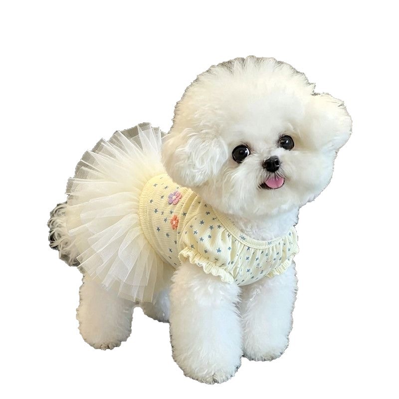Lightweight Breathable Pet Clothes Floral Flutter Sleeve Princess For Small Dogs And Cats Summer Thin Sun Protection_voghion.com