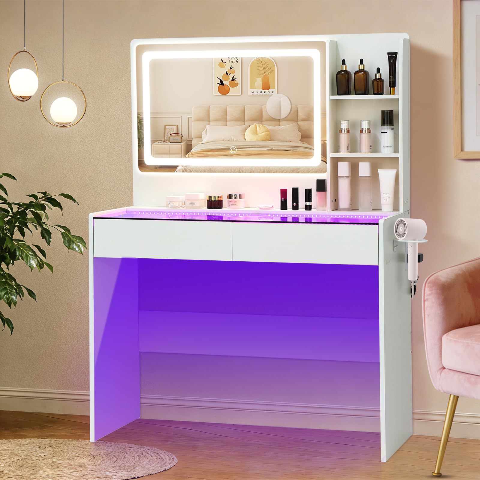 Comercio exterior Amzom transfronterizo amazon mesa de tocador muebles de placa maquillaje moderno minimalista RGB modulable mesa de tocador