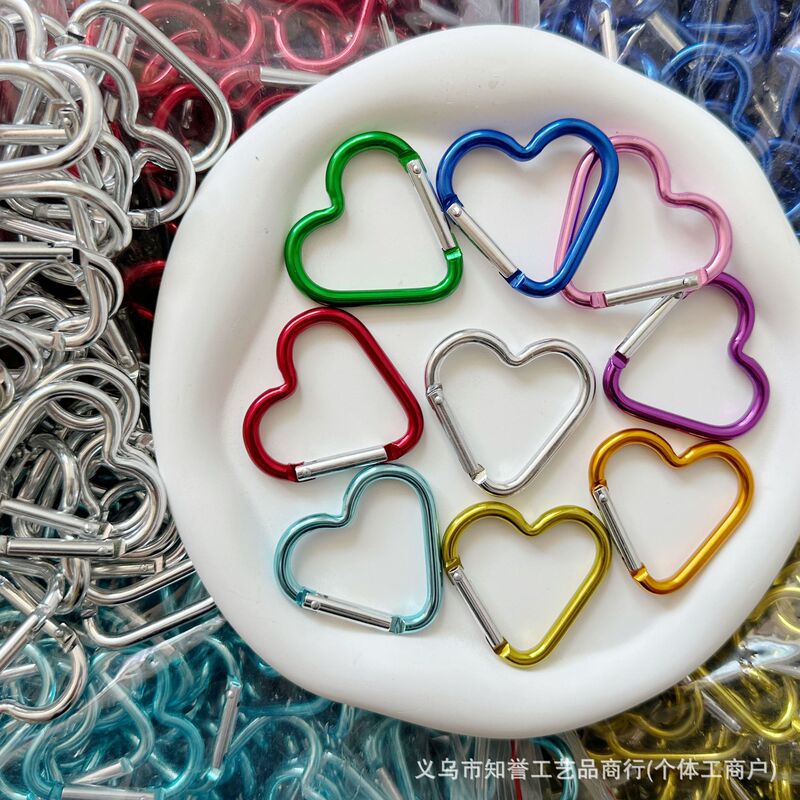 Aluminum Alloy Heart-Shaped Spring Clip Backpack Outdoor Hook Colorful Keychain DIY Pendant Phone Chain Spring Clip